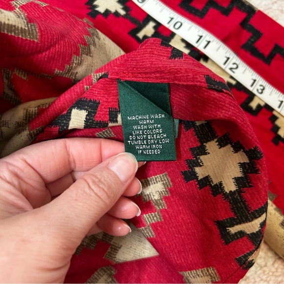 Lauren Ralph Lauren Red TanSouthwest Button Up Blouse 90's Size XL Western Rodeo - Picture 4 of 10